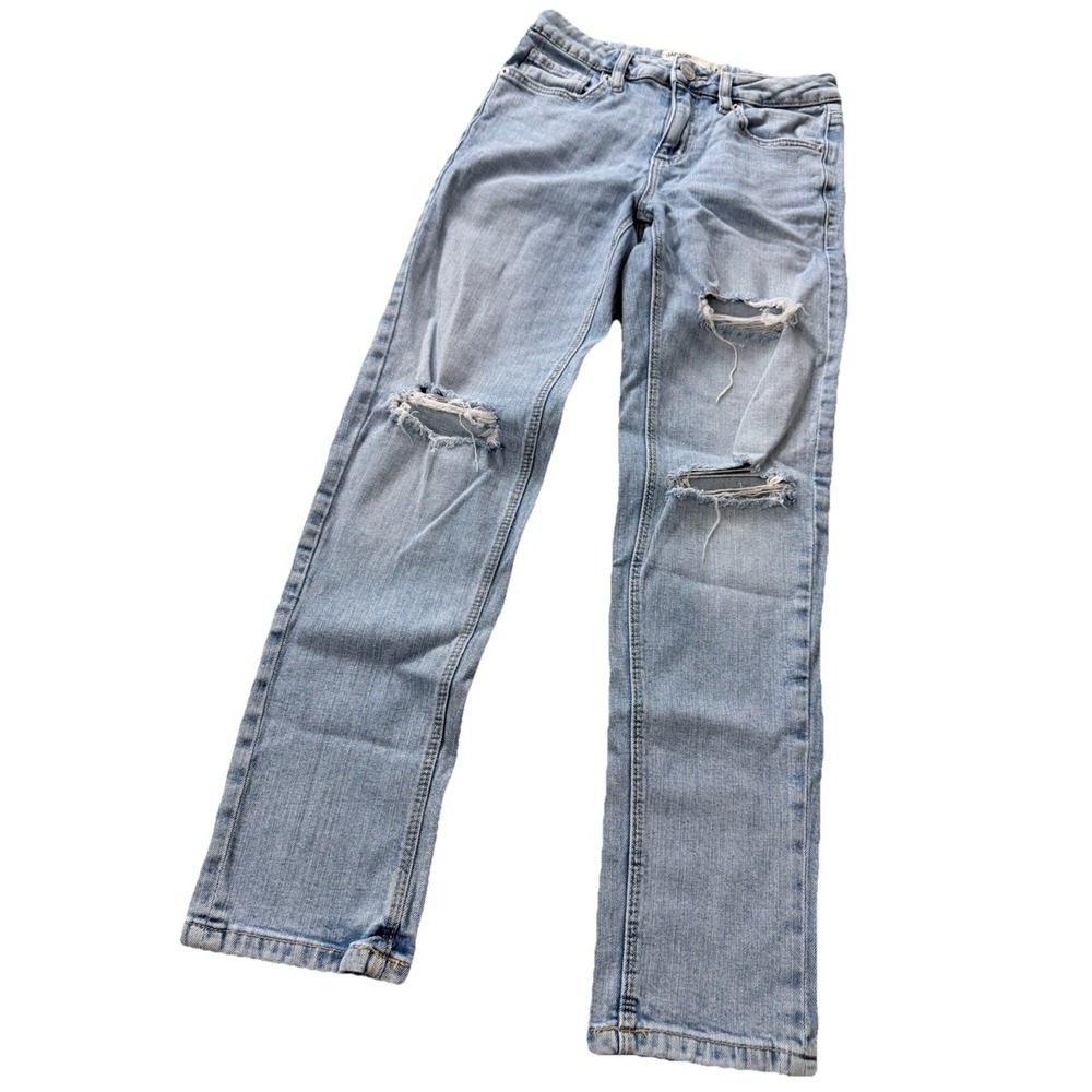 Garage Denim Straight  Distressed Jeans Women's Sz 1 Light Wash Thrashed Grunge